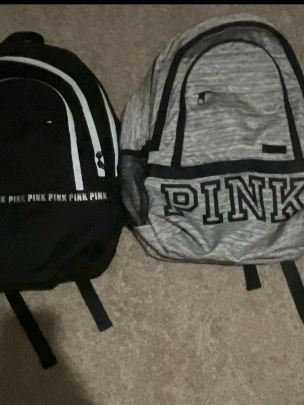 PINK Victoria's Secret Black and Heather Gray Backpacks